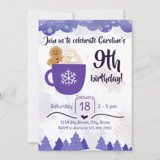 Invitación a la fiesta de cumpleaños del invierno 