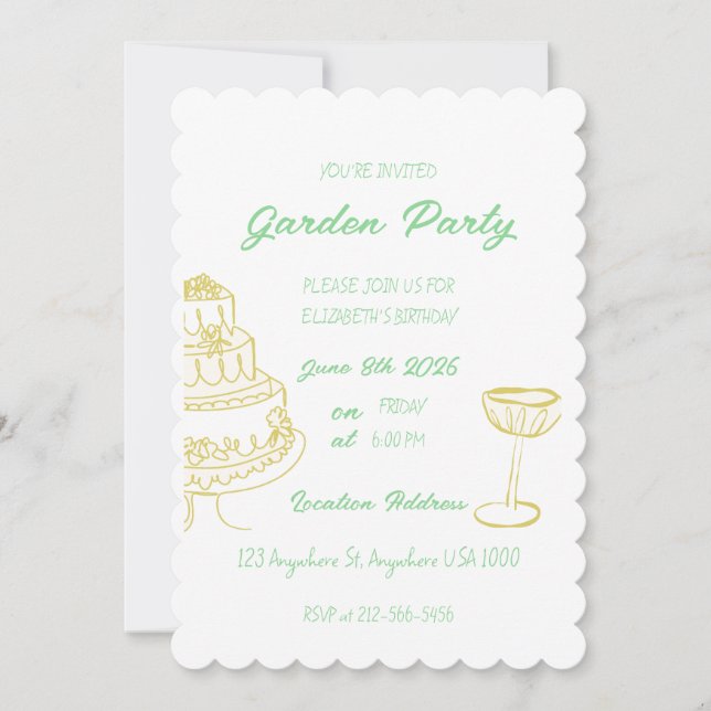 Invitación a la fiesta de cumpleaños del jardín (Anverso)