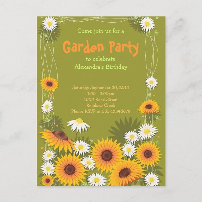 Invitación a la fiesta de cumpleaños del Jardín de (Anverso)