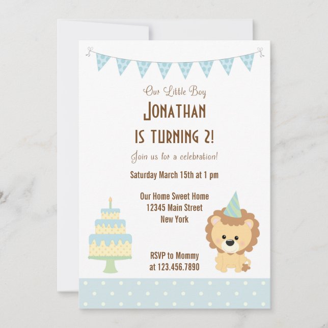 Invitación a la fiesta de cumpleaños del león (Anverso)