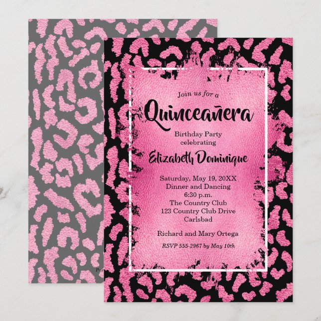 Invitación a la fiesta de cumpleaños del leopardo  (Anverso / Reverso)