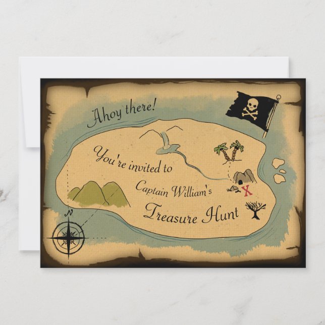 Invitación a la fiesta de cumpleaños del mapa del  (Anverso)