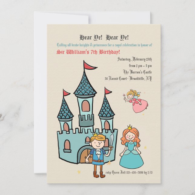 Invitación a la fiesta de cumpleaños del Medieval  (Anverso)