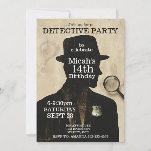 Invitación a la fiesta de cumpleaños del misterio 