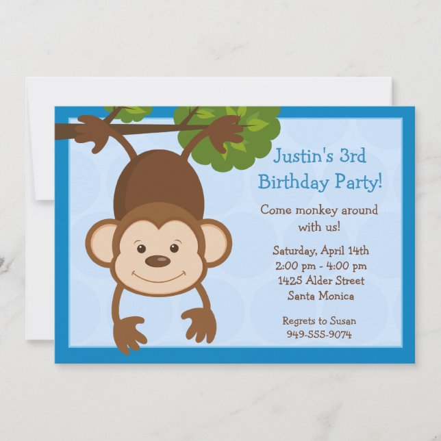 Invitación a la fiesta de cumpleaños del mono (Anverso)
