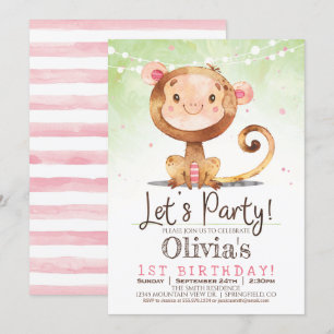 Invitación a la fiesta de cumpleaños del mono chic