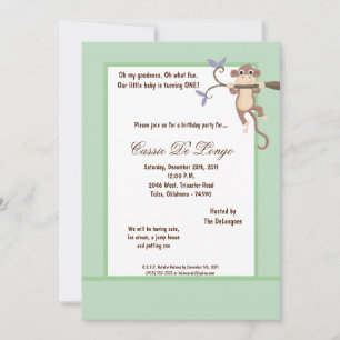 Invitación a la fiesta de cumpleaños del mono verd