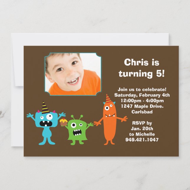 Invitación a la fiesta de cumpleaños del monstruo (Anverso)