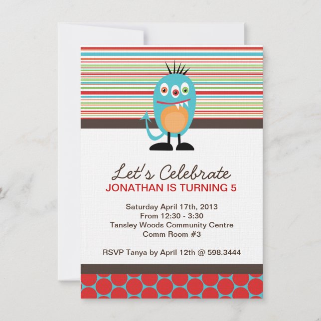 Invitación a la fiesta de cumpleaños del monstruo (Anverso)