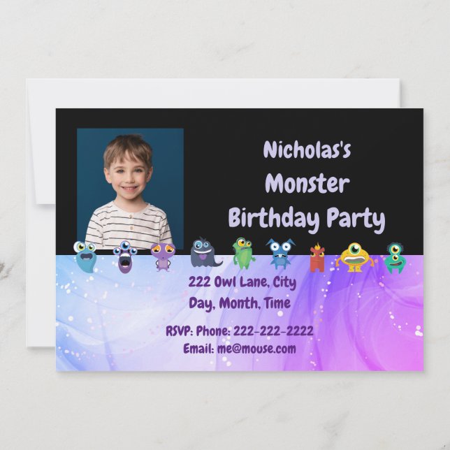 Invitación a la fiesta de cumpleaños del Monstruo  (Reverso)