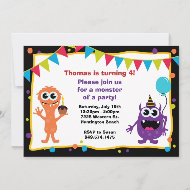 Invitación a la fiesta de cumpleaños del monstruo (Anverso)