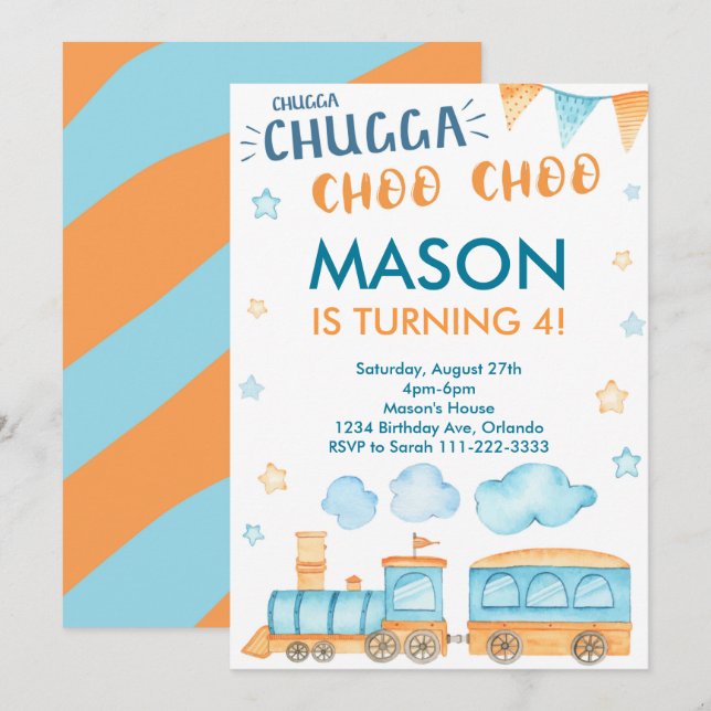 Invitación a la fiesta de cumpleaños del Naranja A (Anverso / Reverso)