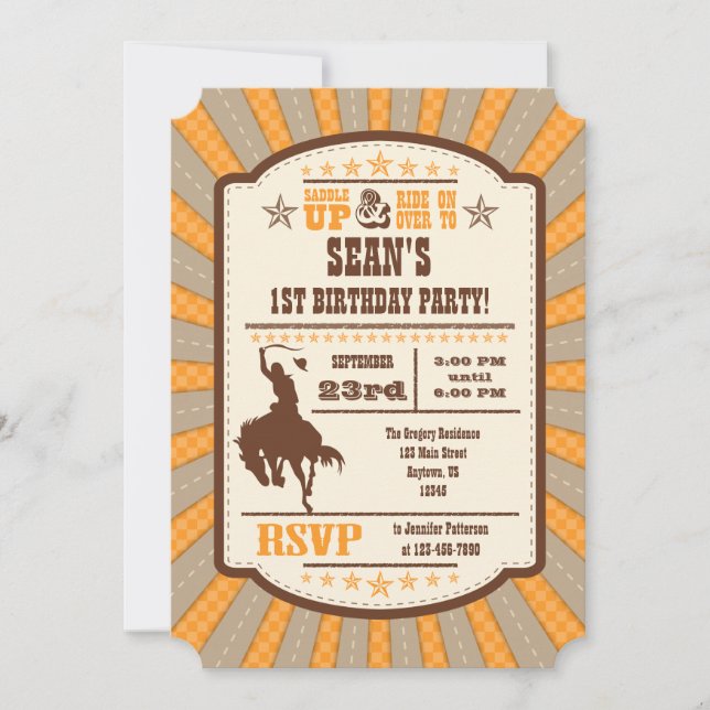 Invitación a la fiesta de cumpleaños del naranja C (Anverso)