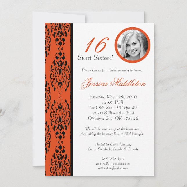 Invitación a la fiesta de cumpleaños del Naranja D (Anverso)
