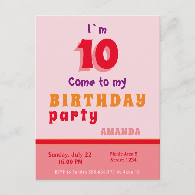 Invitación a la fiesta de cumpleaños del Naranja R (Anverso)