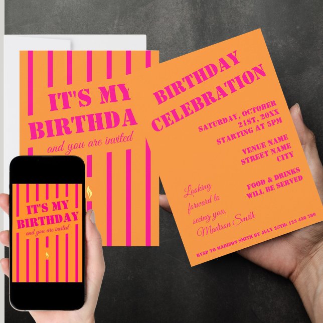 Invitación a la fiesta de cumpleaños del naranja r (Subido por el creador)