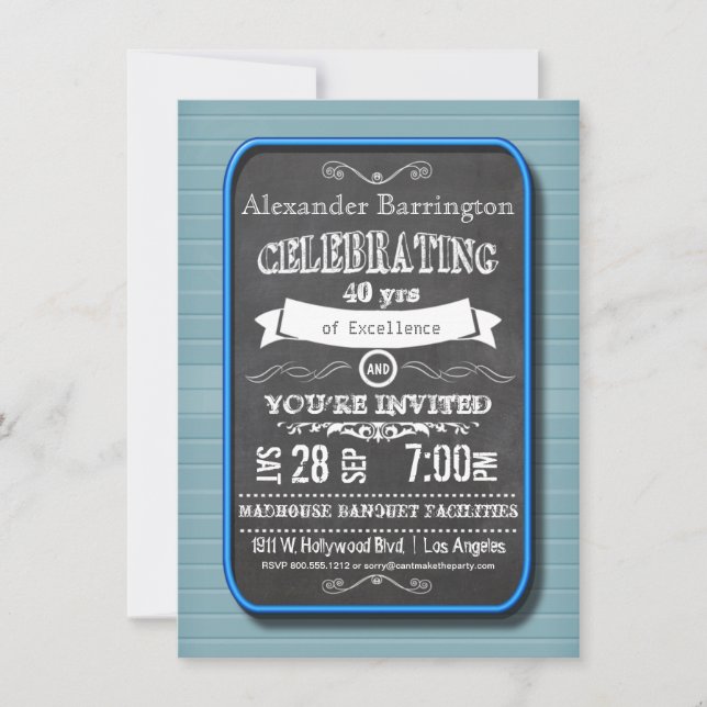 Invitación a la fiesta de cumpleaños del Neon Blue (Anverso)