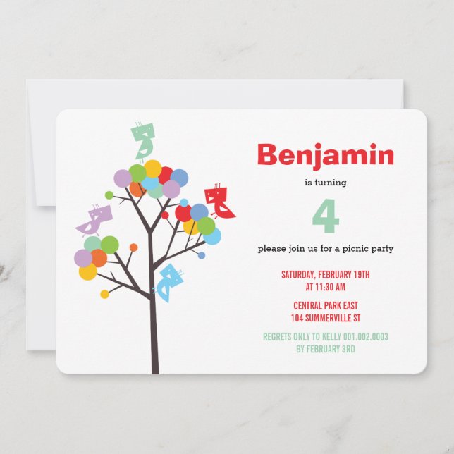 Invitación a la fiesta de cumpleaños del niño con  (Anverso)