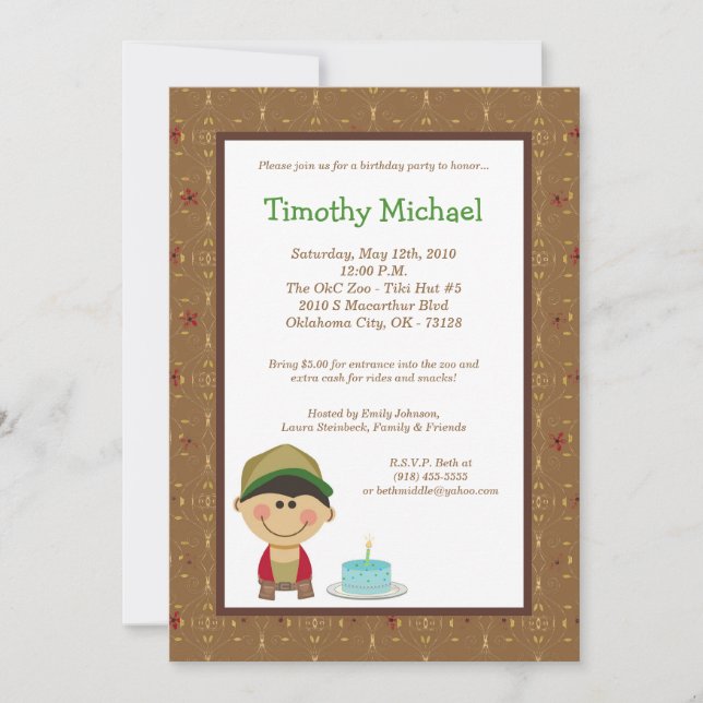 Invitación a la fiesta de cumpleaños del niño de 5 (Anverso)