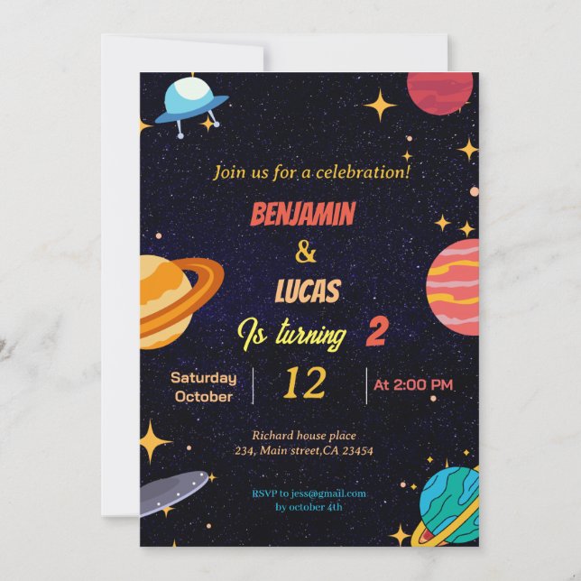 Invitación a la fiesta de cumpleaños del niño de l (Anverso)