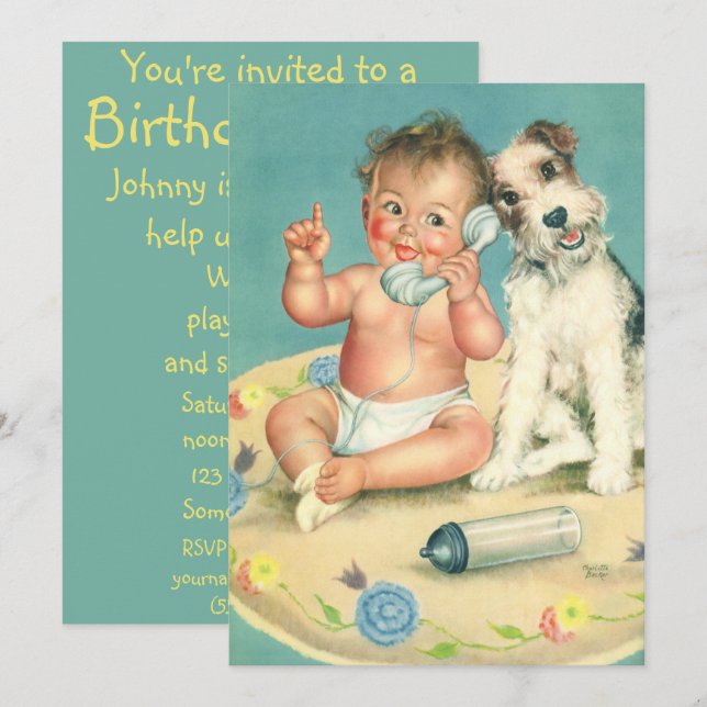 Invitación a la fiesta de cumpleaños del niño de p (Anverso / Reverso)