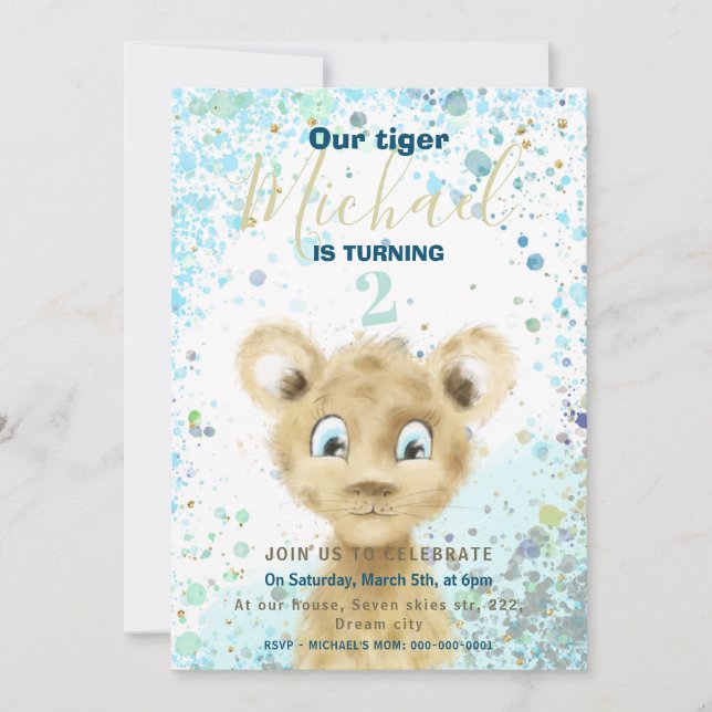 Invitación a la fiesta de cumpleaños del niño de u (Anverso)