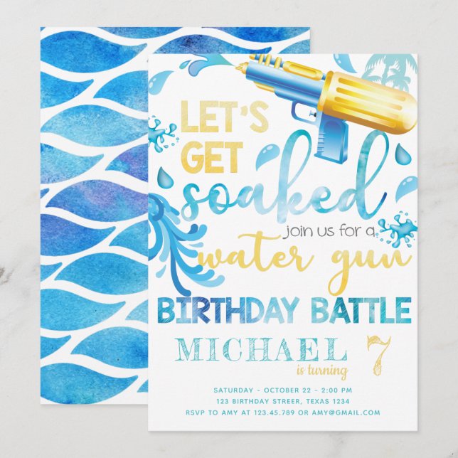 Invitación a la fiesta de cumpleaños del niño de v (Anverso / Reverso)