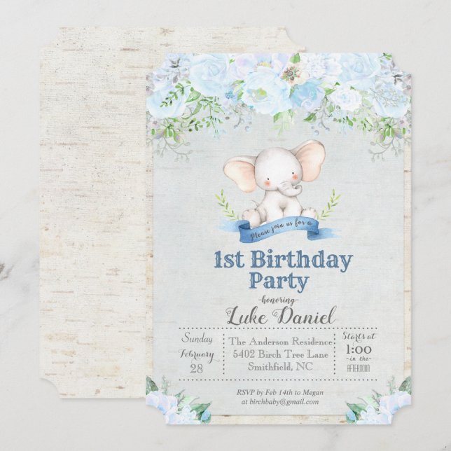 Invitación a la fiesta de cumpleaños del niño flor (Anverso / Reverso)