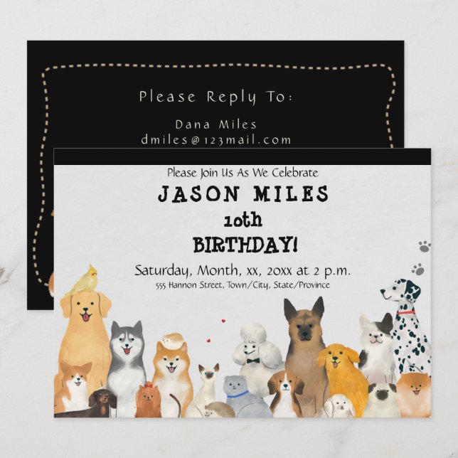 Invitación a la fiesta de cumpleaños del niño, per (Anverso / Reverso)