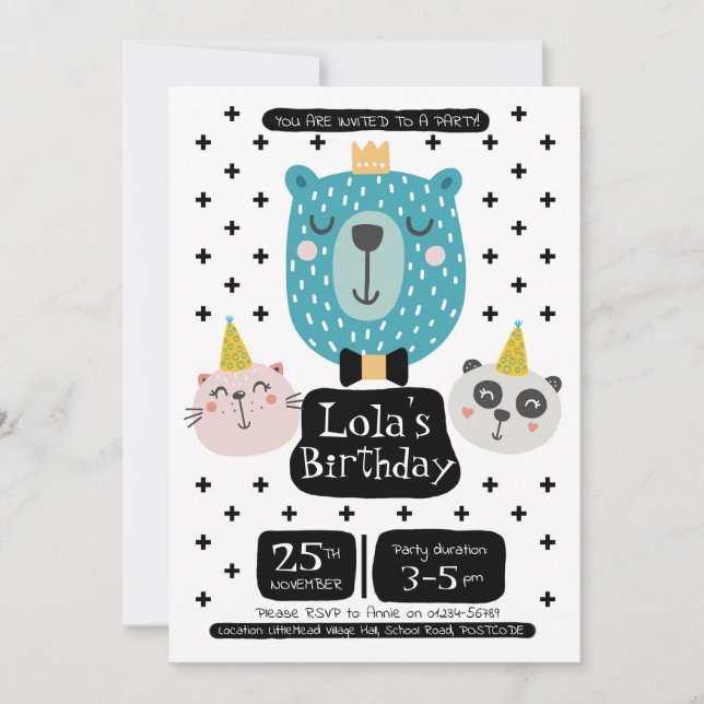 Invitación a la fiesta de cumpleaños del oso (Anverso)