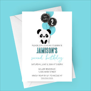 Invitación a la fiesta de cumpleaños del oso panda