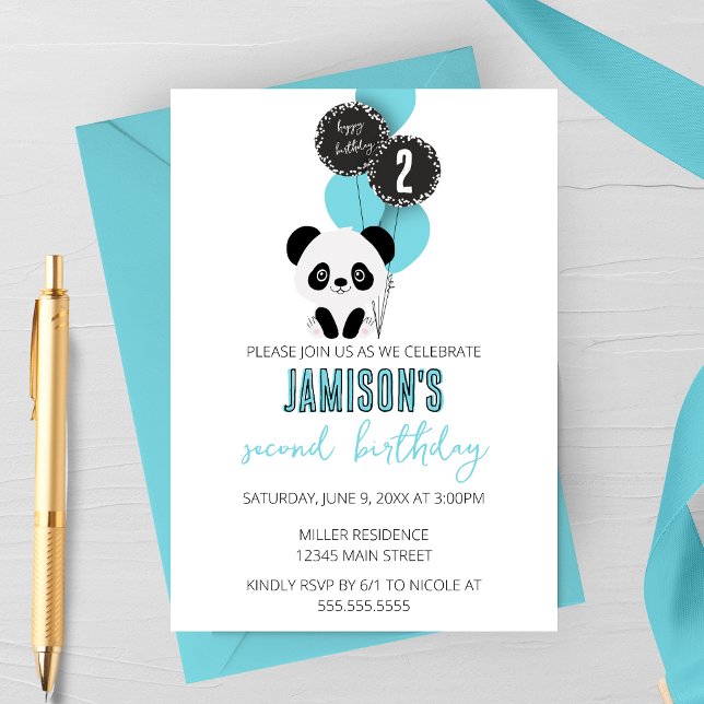 Invitación a la fiesta de cumpleaños del oso panda (Subido por el creador)