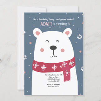 Invitación a la fiesta de cumpleaños del oso polar