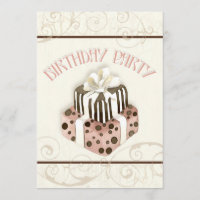 Invitación a la fiesta de cumpleaños del pastel de