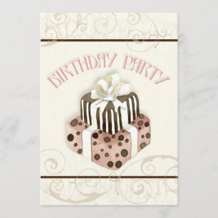 Invitación a la fiesta de cumpleaños del pastel de