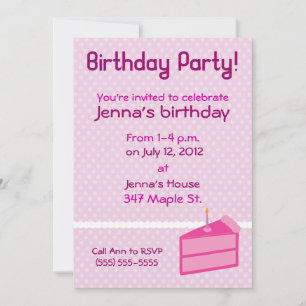 Invitación a la fiesta de cumpleaños del pastel de