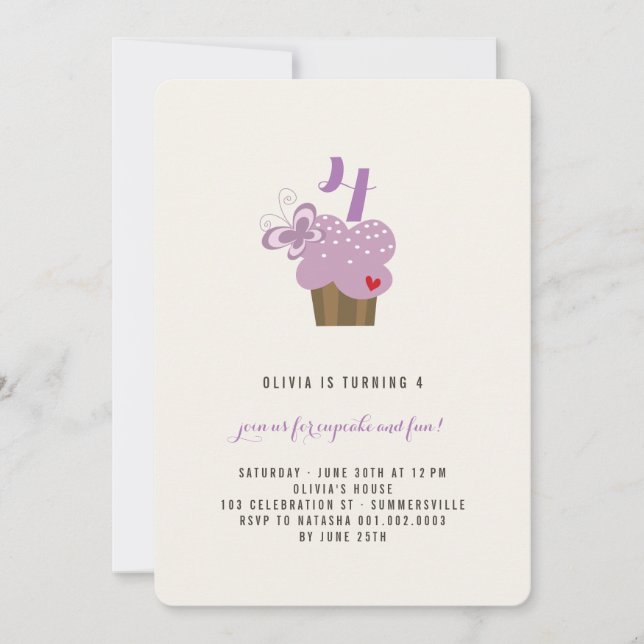 Invitación a la fiesta de cumpleaños del pastel de (Anverso)