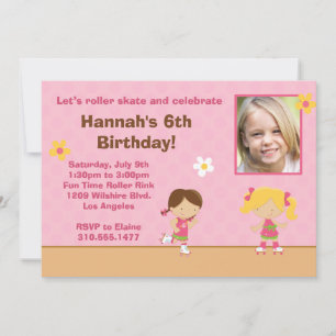 Invitación a la fiesta de cumpleaños del patinaje