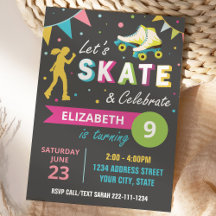 Invitación a la fiesta de cumpleaños del patinaje
