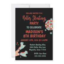 Invitación a la fiesta de cumpleaños del patinaje