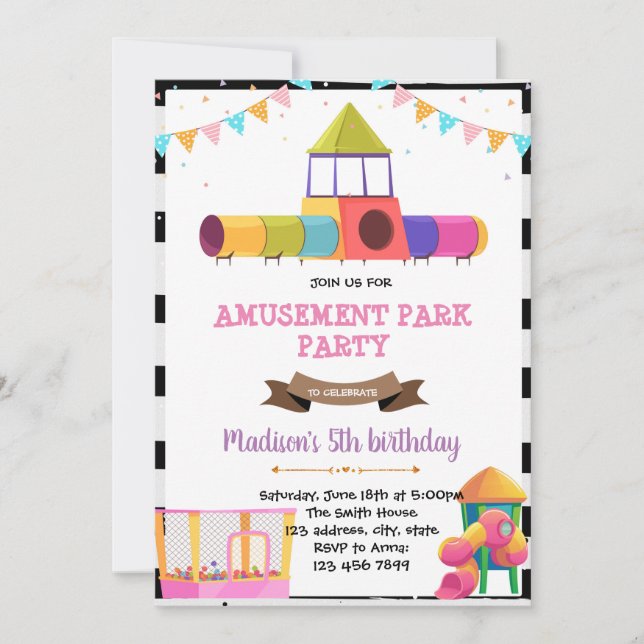 Invitación a la fiesta de cumpleaños del patio de  (Anverso)