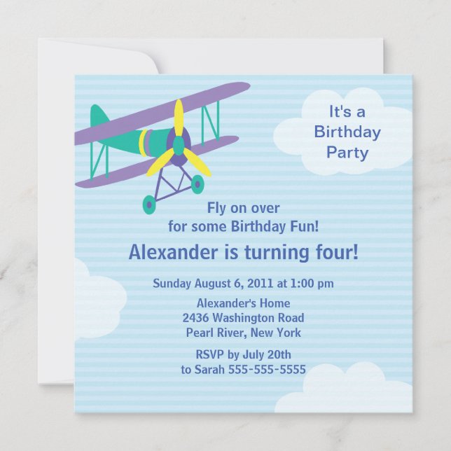 Invitación a la fiesta de cumpleaños del pequeño a (Anverso)