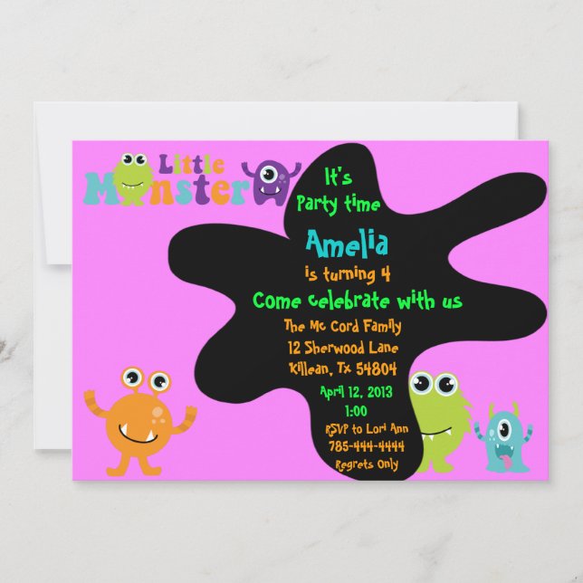Invitación a la fiesta de cumpleaños del pequeño m (Anverso)