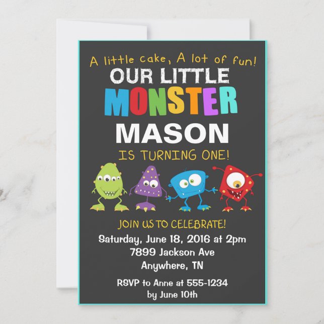 Invitación a la fiesta de cumpleaños del pequeño m (Anverso)