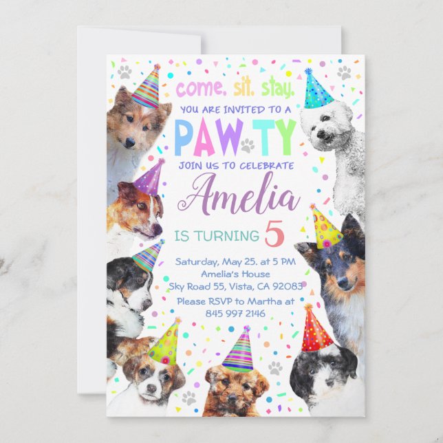 Invitación a la fiesta de cumpleaños del perro (Anverso)