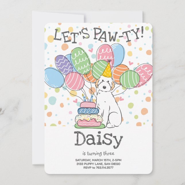 Invitación a la fiesta de cumpleaños del perro Aus (Anverso)