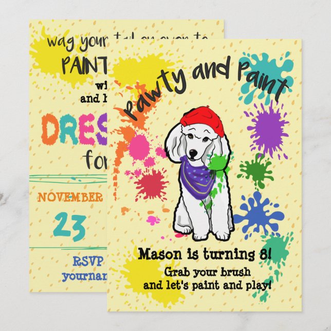 Invitación a la fiesta de cumpleaños del perro can (Anverso / Reverso)