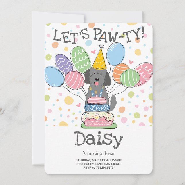 Invitación a la fiesta de cumpleaños del perro Gol (Anverso)