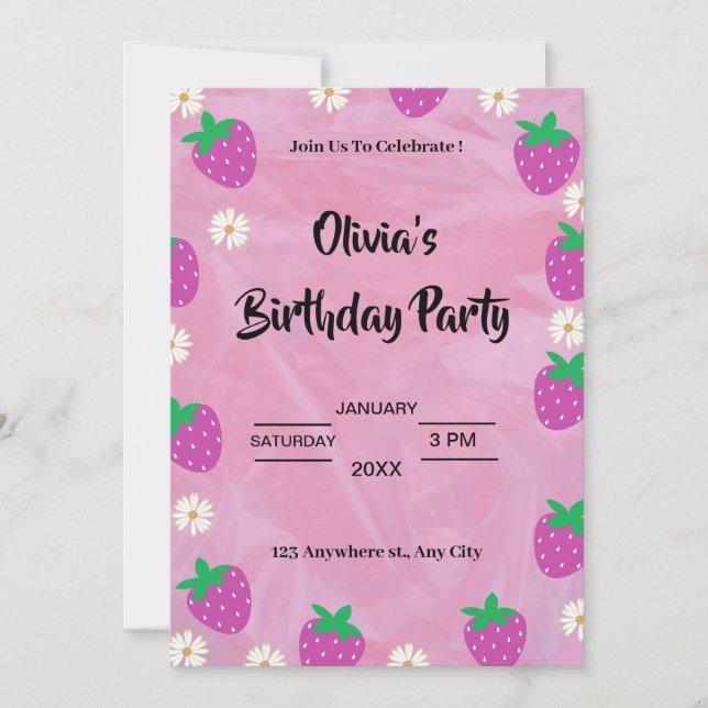 Invitación a la fiesta de cumpleaños del personali (Anverso)