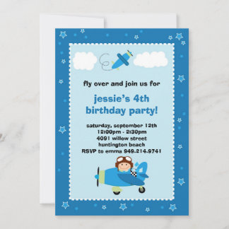 Invitación a la fiesta de cumpleaños del piloto de